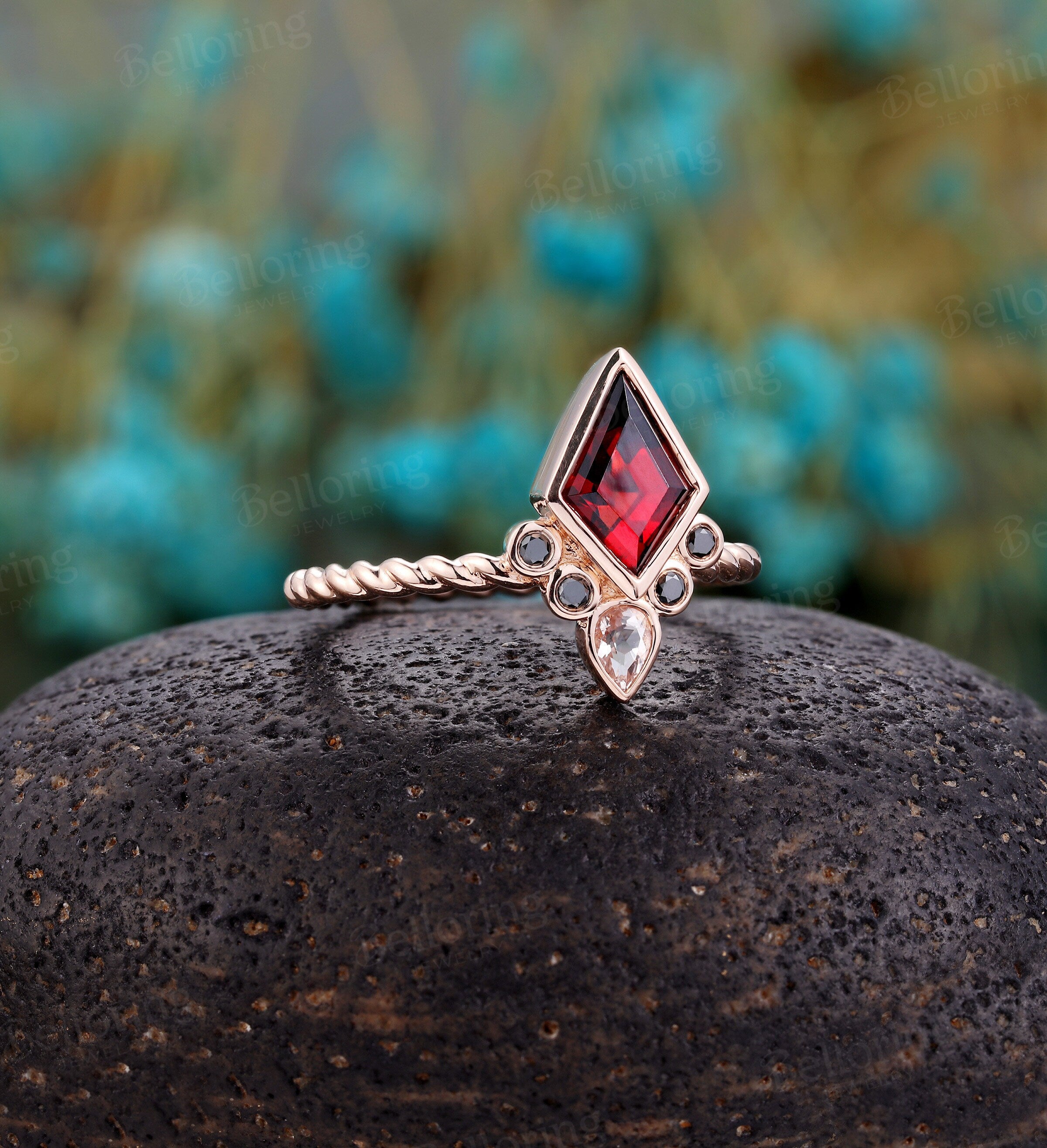 Engagement Ring, Aquamarine Opal Alexandrite Garnet, Raw Stone Rings,  Alternative Engagement Rings Anniversary Gift for Womangift - Etsy